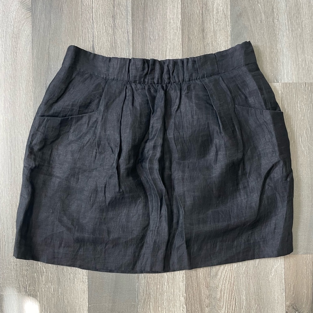 J Crew Black Linen Skirt With Pockets - Size 2